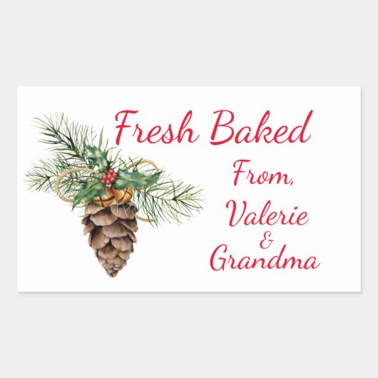 ビンテージパインコーン新鮮なベーカリー長方形ステッカー 長方形シール (正面)
