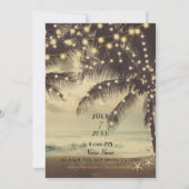 ビンテージビーチオーシャンパームツリー＆ライトウェディング 招待状 (裏面)