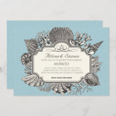 ビンテージビーチスタイルのウェディング 招待状 (正面/裏面)