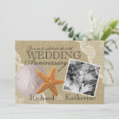 ビンテージビーチ＆レースの結婚記念日 招待状 (スタンド正面)