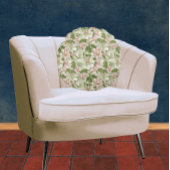 ビンテージピンクとホワイトのマグノリア ラウンドピロー