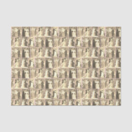 ビンテージピンクのウェディングドレスと花嫁と新郎 薄葉紙