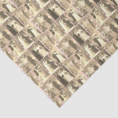 ビンテージピンクのウェディングドレスと花嫁と新郎 薄葉紙 (詳細)