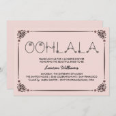 ビンテージピンクの下着シャワー招待状 オ・ラ・ラ 招待状 (正面/裏面)