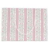 ビンテージピンクの花のワイルドフラワー コケッタ ラージペーパーバッグ (裏面)