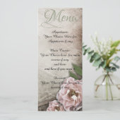 ビンテージピンクローズのウェディングメニュー 招待状 (スタンド正面)