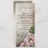ビンテージピンクローズのウェディングメニュー 招待状 (正面/裏面)