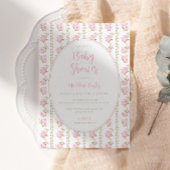 ビンテージピンクローズベイビーシャワー 招待状