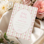 ビンテージピンクローズベイビーシャワー 招待状