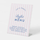 ビンテージピンク＆ネイビーブルーの 뷱フェメニュー独身最後の夜 台座サイン (正面)