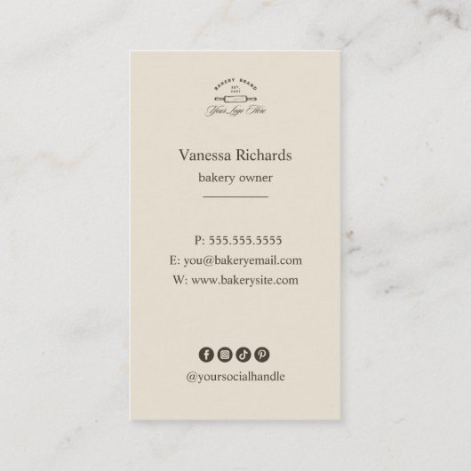 ビンテージフレンチブルーベーカリーのロゴ縞模様 名刺 (裏面)