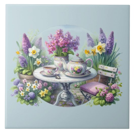 ビンテージフローラルティーパーティーインガーデン タイル (正面)