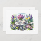 ビンテージフローラルティーパーティーインガーデン ポストカード (正面/裏面)