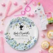 ビンテージブルーの花モチーフのレージェンシー時代のプリンセスシャワー ペーパープレート (パーティー)