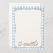 ビンテージブループレイドロデオ 10ヶ月 月間カード 招待状 (正面/裏面)