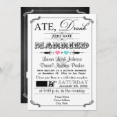 ビンテージポスターとチャルクボード結婚式招待状 招待状 (正面/裏面)