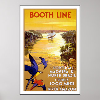 ビンテージポスタープリントポルトガルBrazil Amazon River ポスター