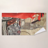 ビンテージポスターロンドンの新聞の背景が破れた。 バスタオル (バスタオル)