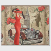 ビンテージポスターロンドンの新聞の背景が破れた。 ラッピングペーパー (フラット)