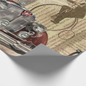 ビンテージポスターロンドンの新聞の背景が破れた。 ラッピングペーパー (角)