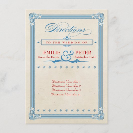 ビンテージポスター 赤、白、青の方向カード エンクロージャーカード (正面)