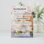 ビンテージラタン椅子 ピンクとブルーの花束 招待状 (スタンド正面)