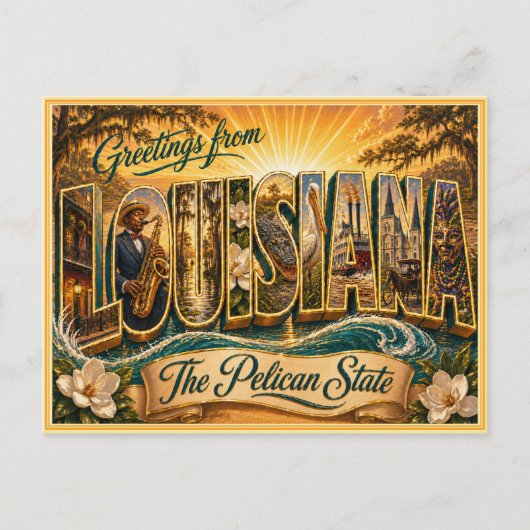 ビンテージルイジアナ州のポストカードからの挨拶 ポストカード (正面)