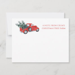 ビンテージレッドトラックのクリスマスツリーファーム ノートカード