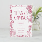 ビンテージレッドフラワール | 感謝祭 | 秋の招待状 招待状 (スタンド正面)