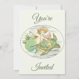 ビンテージ人魚の海の下のパーティー招待状 招待状