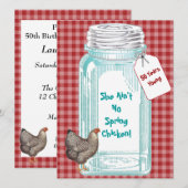 ビンテージ保存瓶 赤チェック柄デザイン 招待状 (正面/裏面)