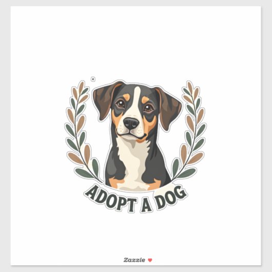 ビンテージ保護犬のイラスト 保護犬を引き取って命を救おう シール (シート)