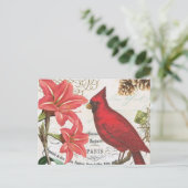 ビンテージ冬のカーディナル ポストカード (スタンド正面)