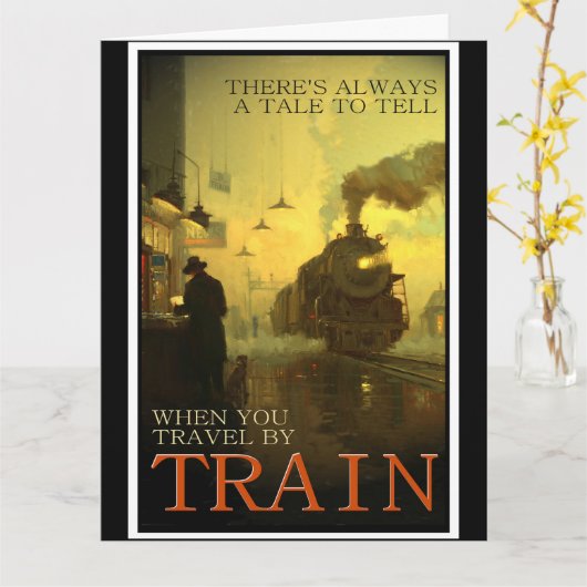 ビンテージ列車による旅行 カード (黄色い花)