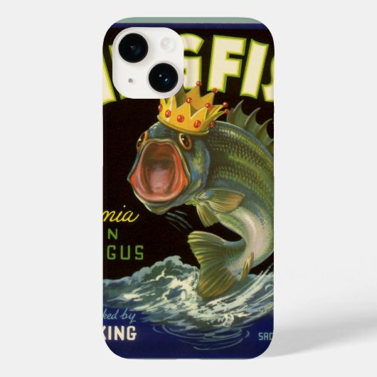ビンテージ商品ラベルアート、キングフィッシュアスパラガス Case-Mate iPhoneケース (裏面)