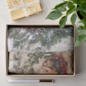 ビンテージ女性のクリスマス冬の古いデコパージュ 薄葉紙 (ギフト)