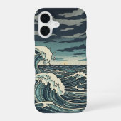 ビンテージ嵐の波 iPhone 16ケース (裏面)