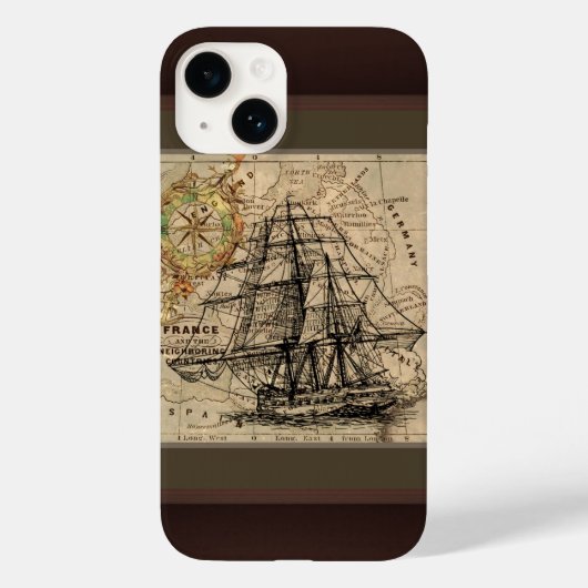 ビンテージ帆船と地図 Case-Mate iPhoneケース (裏面)