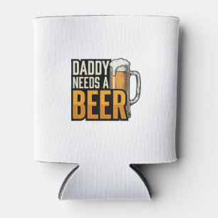 ビンテージ彫刻Tシャツデザイン_パパにはビールが必要 缶クーラー