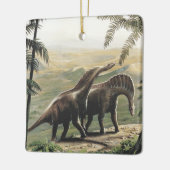 ビンテージ恐竜、アマルガサウルスとヤシの木 セラミックオーナメント (左)