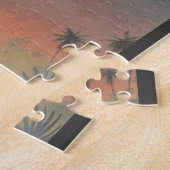 ビンテージ恐竜、カルノタウルスがジャングルで吠える ジグソーパズル (側面)