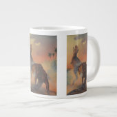 ビンテージ恐竜、カルノタウルスがジャングルで吠える ジャンボコーヒーマグカップ (正面右)