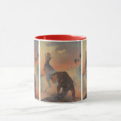 ビンテージ恐竜、カルノタウルスがジャングルで吠える マグカップ (中央)