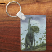ビンテージ恐竜、サウロポジドンと鳥の飛翔 キーホルダー (正面)