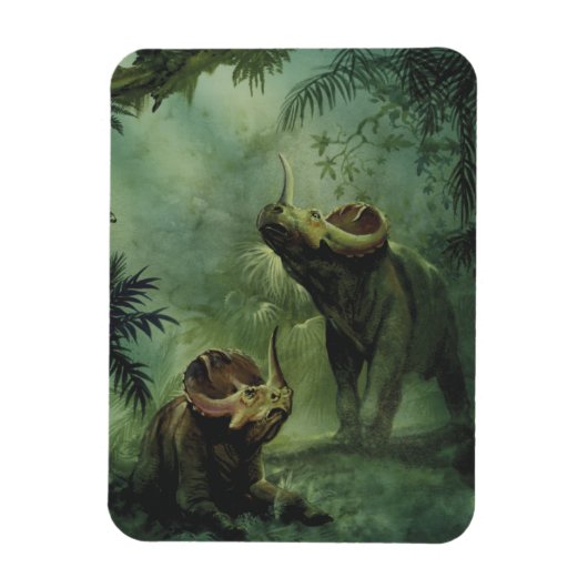 ビンテージ恐竜、ジャングルのセントロサウルス マグネット (縦)