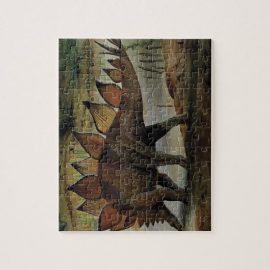 ビンテージ恐竜、ステゴサウルス、スパイクのある尾 ジグソーパズル (縦)