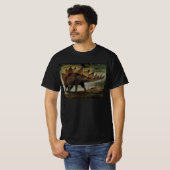 ビンテージ恐竜、ステゴサウルス、スパイクのある尾 Tシャツ (正面フル)