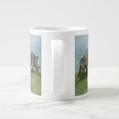 ビンテージ恐竜、セントロサウルスが草原で草を食む ジャンボコーヒーマグカップ (裏面)