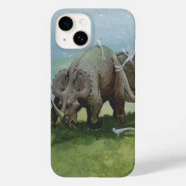 ビンテージ恐竜、セントロサウルスが草原で草を食む Case-Mate iPhone 14ケース