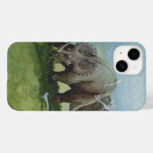 ビンテージ恐竜、セントロサウルスが草原で草を食む Case-Mate iPhoneケース (裏面 (横))